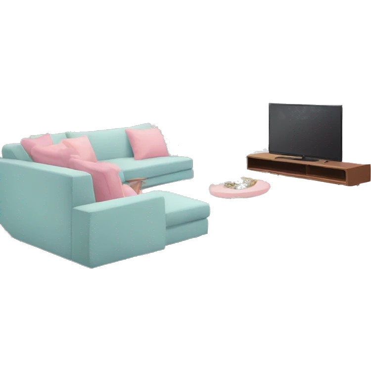 pastel Barbie pink living room with christmas tree and a sofa and a tv emoji