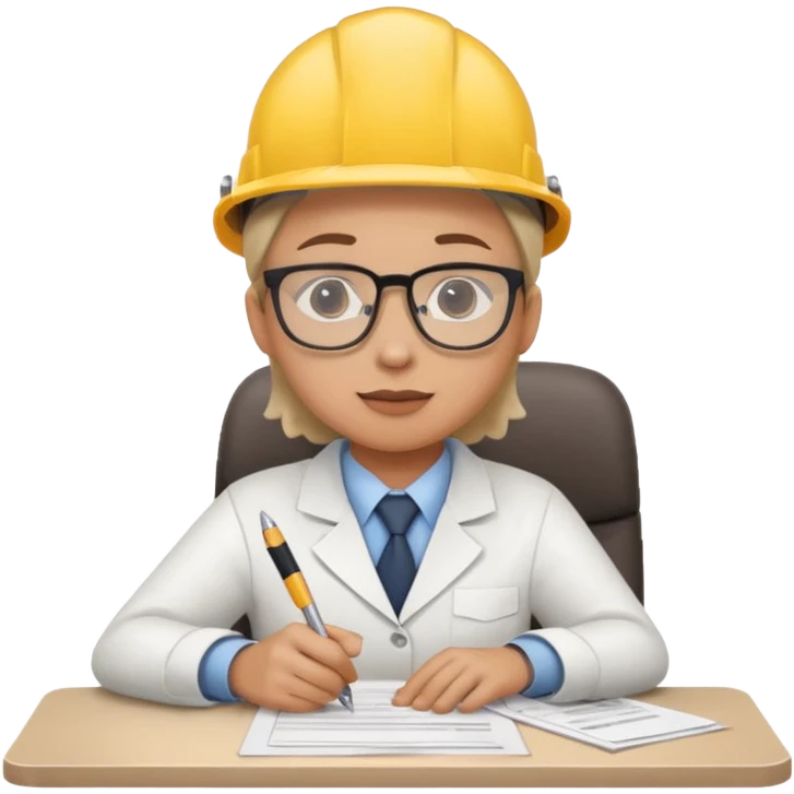 The occupational safety specialist is sitting at the paperwork emoji