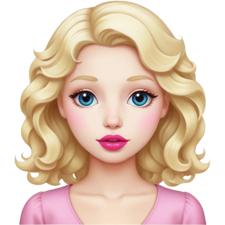 Parisian girl, white skin, blonde hair, pink lips, wave hair emoji