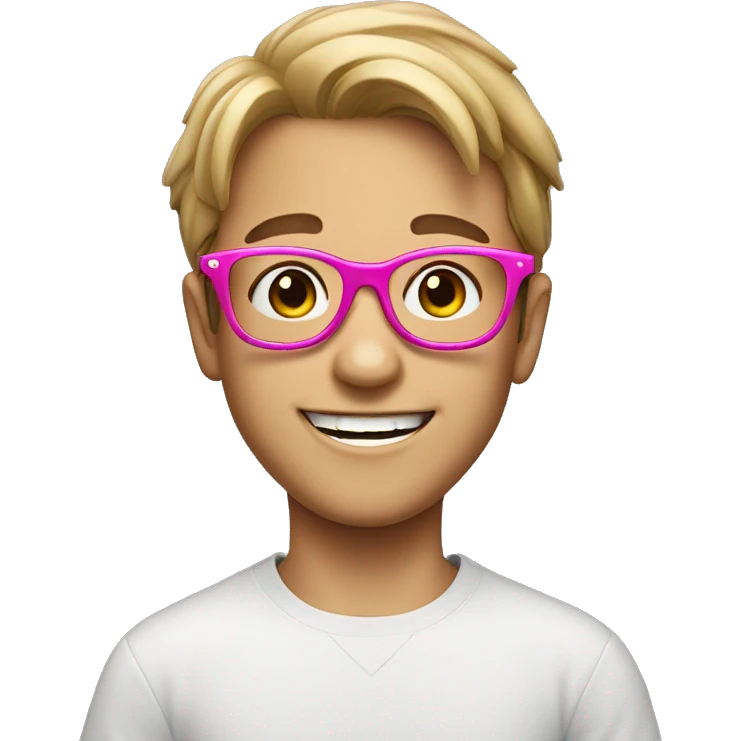 smiling boy in stylish pink glasses emoji