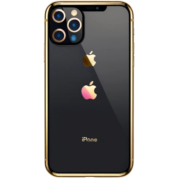 Gold border iPhone 16 Pro Max with no notch frontview emoji
