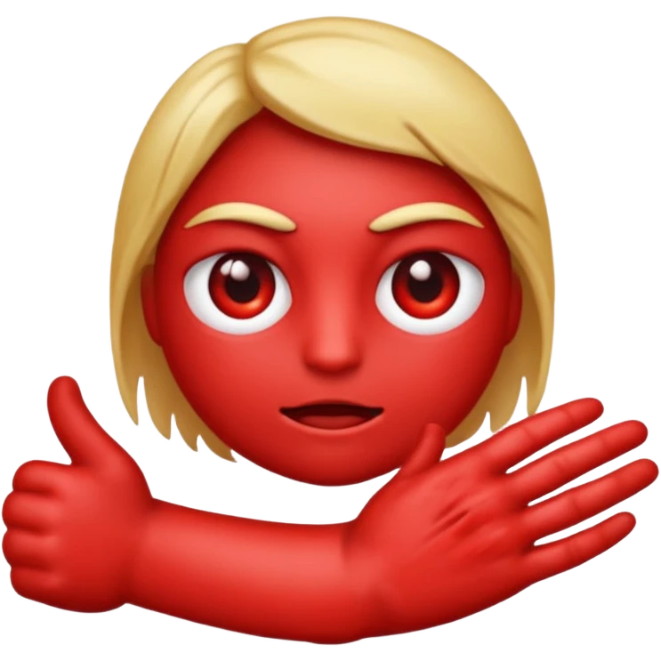 emoji con cara de enojado de color rojo con un brazo amenazando emoji