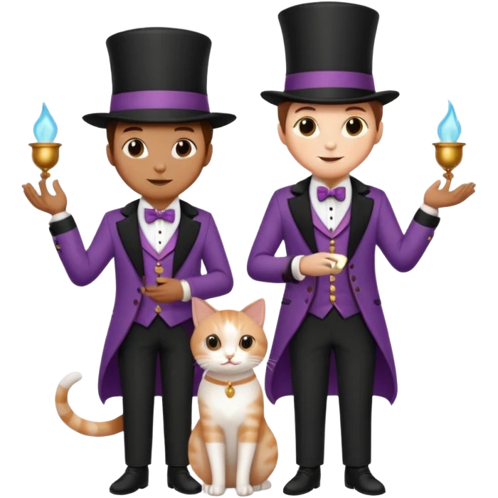 magician couple and their pet cat emoji