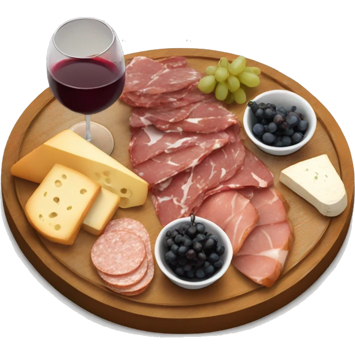 Realistic charcuterie board with wine  emoji