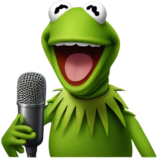 Kermit the frog screaming into microphone  emoji