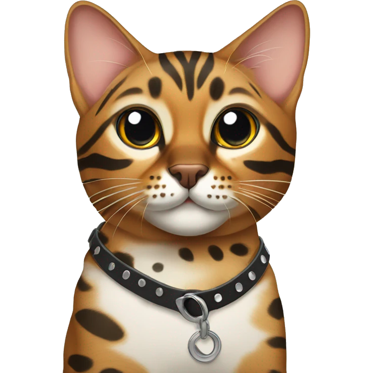 Spotted bengal cat with collar emoji