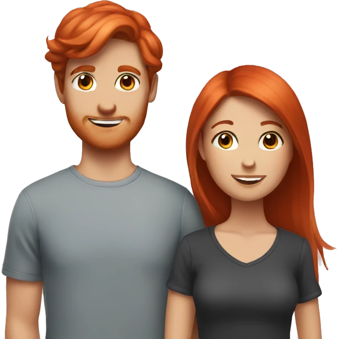 red head girl with brunette boy couple emoji
