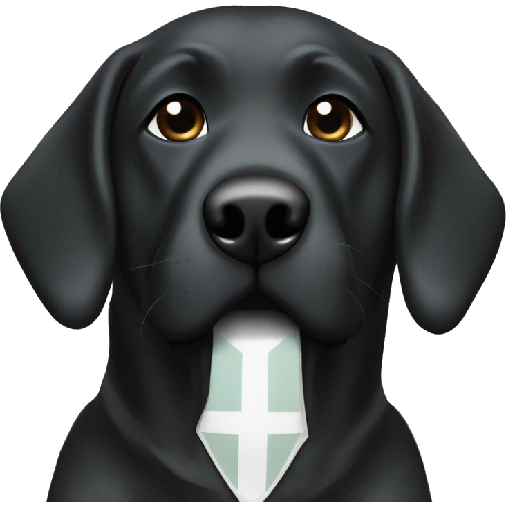 Black Labrador with diamond white chest patch wearing a football raider jersey  emoji