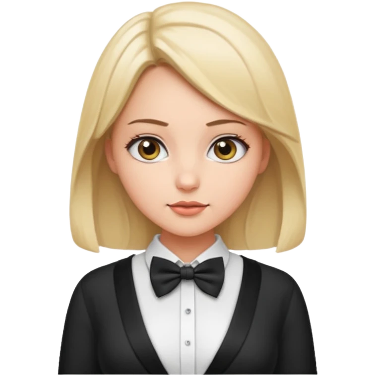 Fat girl with big boobs and white unbutton shirt and bow tie  emoji