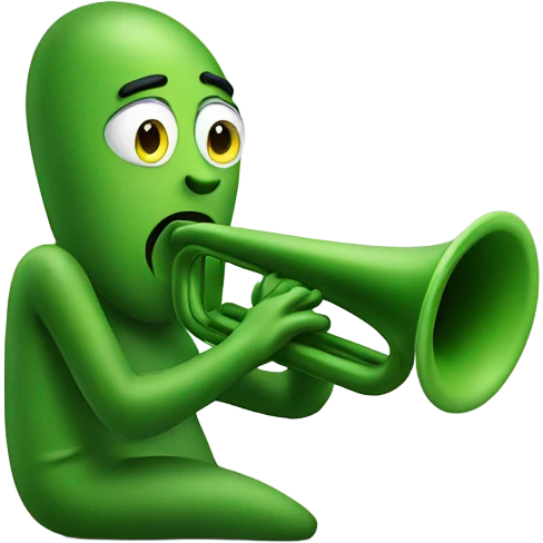 Green bean playing a trumpet  emoji