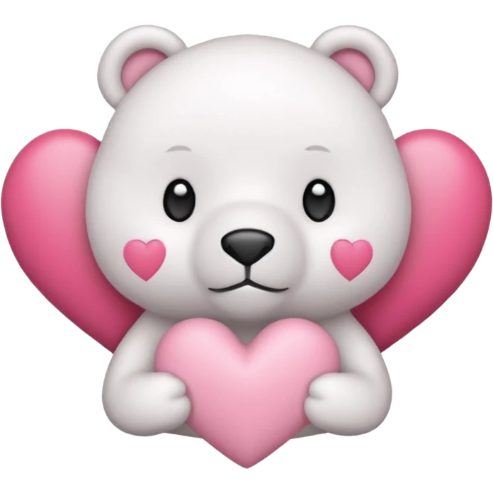 Oso blanco corazón. Rosa emoji