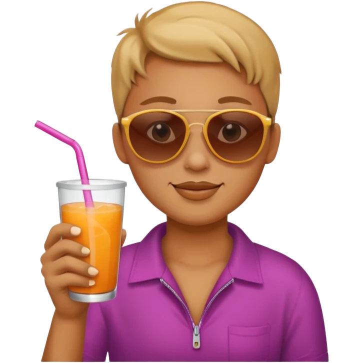 Sun is wearing sunglasses and drinking juice with stra emoji