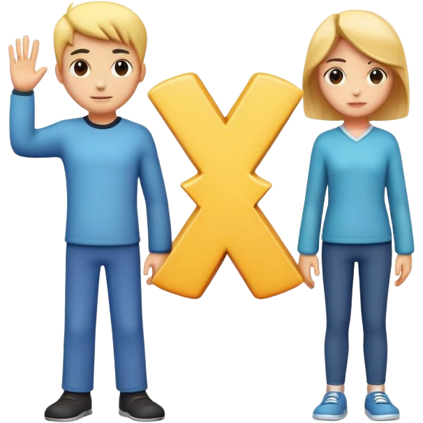 Three characters: an X character, a number 1 character, and another X character standing together emoji
