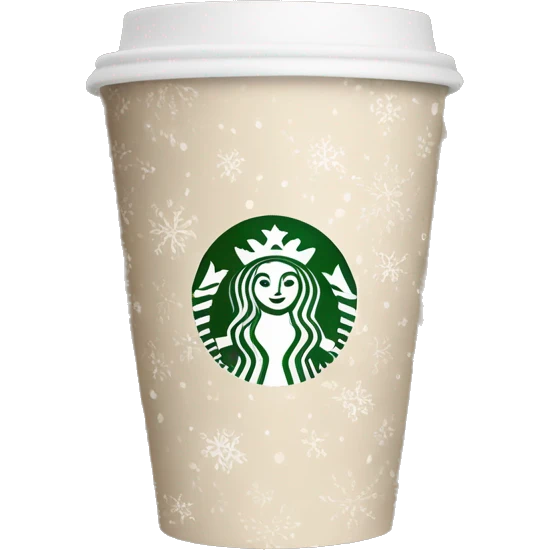 beige starbucks cup with winter pattern emoji