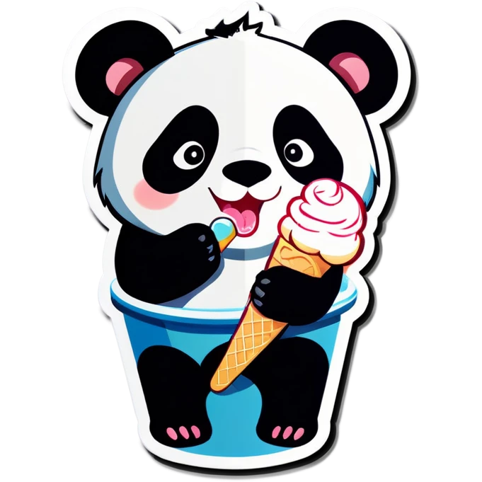 Panda eating ice cream emoji