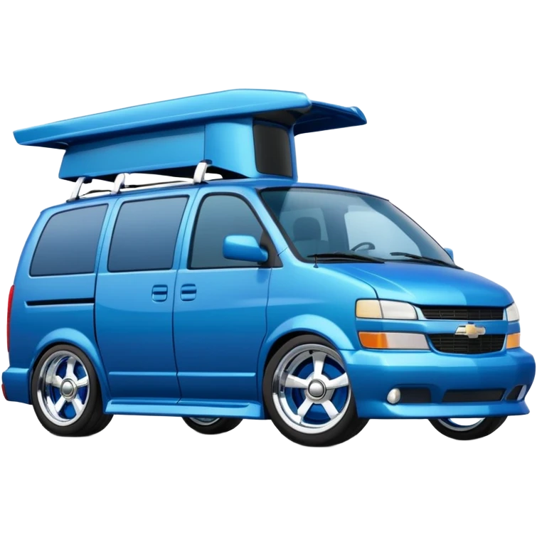 Chevy minivan, lowered, slammed, big chrome wheels emoji
