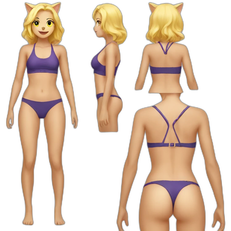hot catgirl blonde swim suit emoji