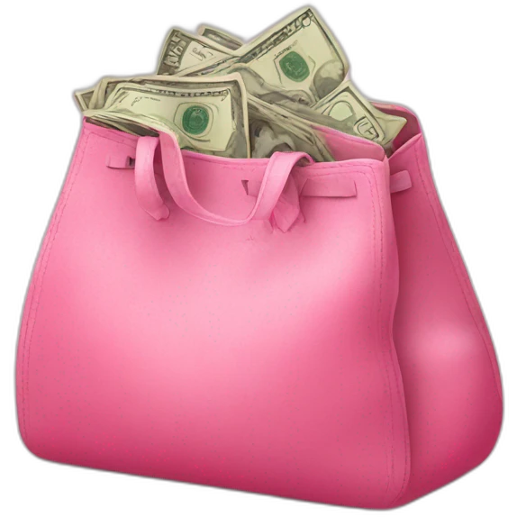 pink bag with money emoji