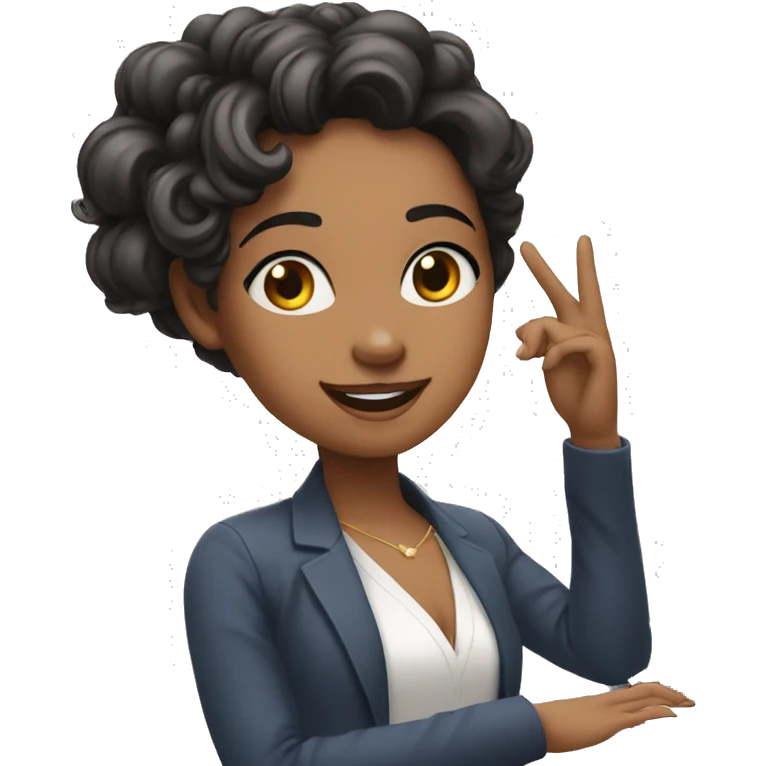 Extremely beautiful young pianist woman who makes heart shapes with her fingers emoji