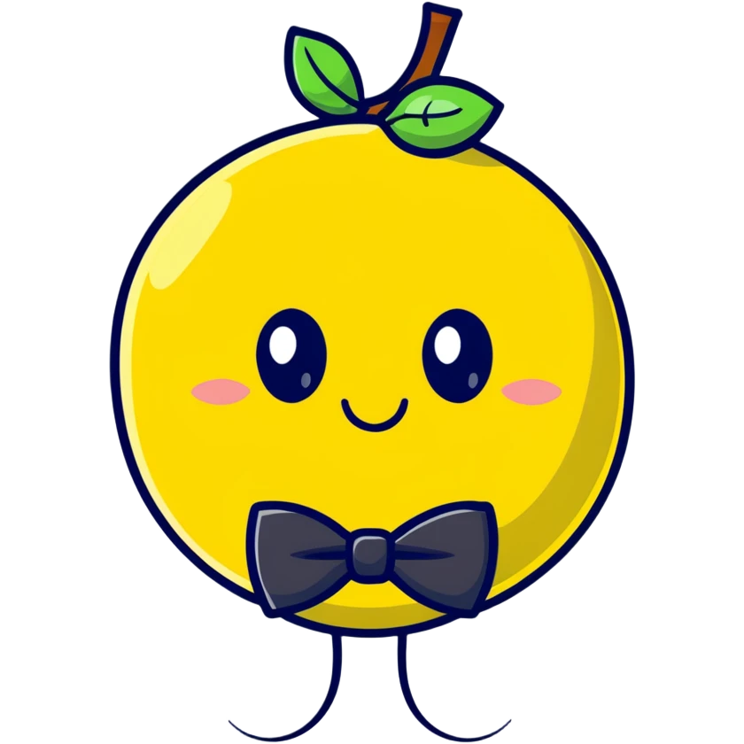 lemon with a face, monocle, and bow tie emoji