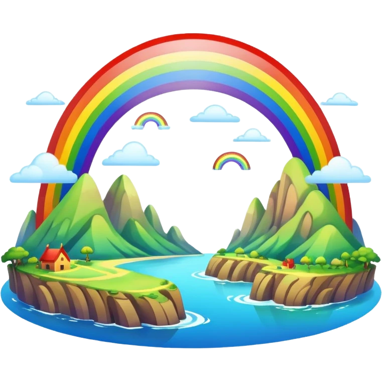 Rainbow Bridge – Arched rainbow connecting flying islands. emoji