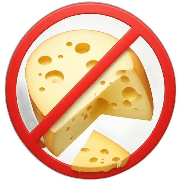 cheese inside a red 'no-smoking' sign emoji