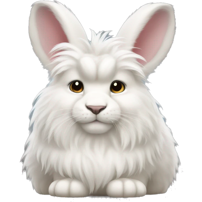 very fluffy white lionhead bunny emoji