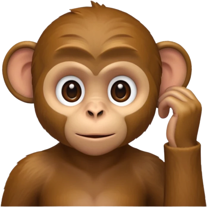 monkey listening hand on ear to help him hear better emoji
