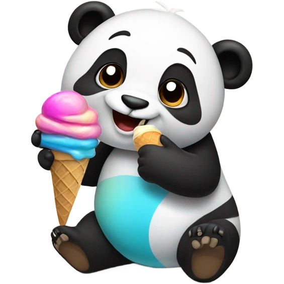 Panda eating ice cream emoji