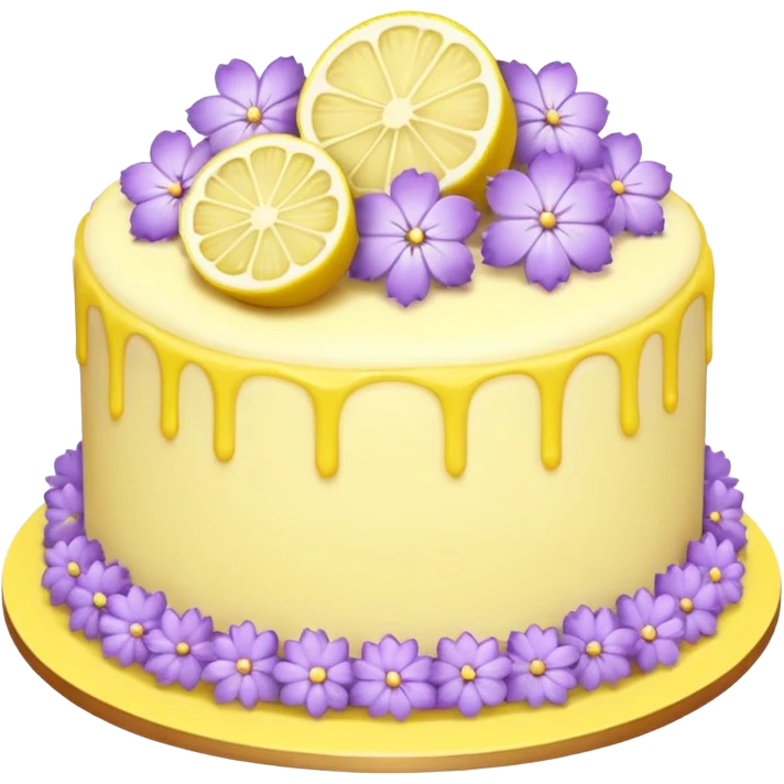 Lemon cake with lilac flowers emoji