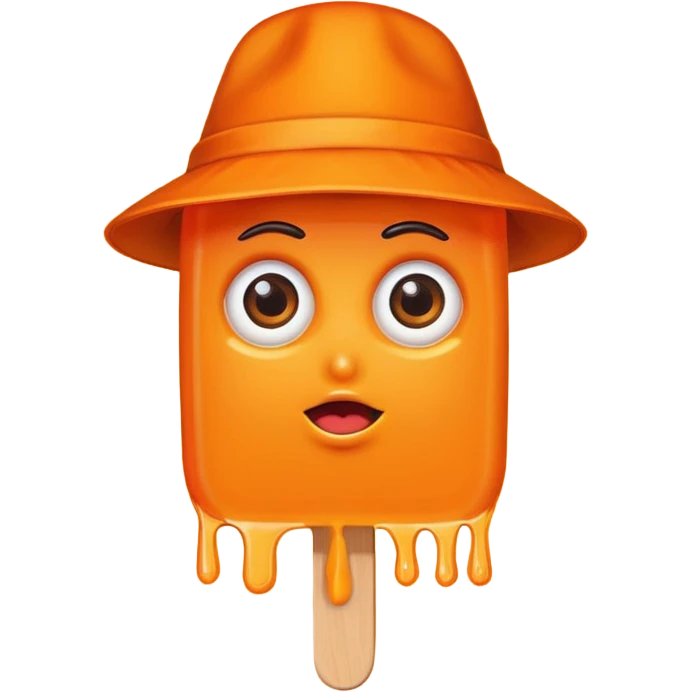 orange popsicle with eyes and hat emoji
