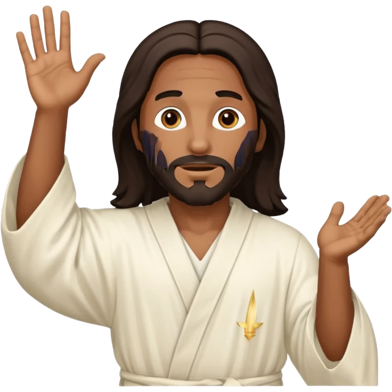 African American Jesus Christ with hands in the air emoji