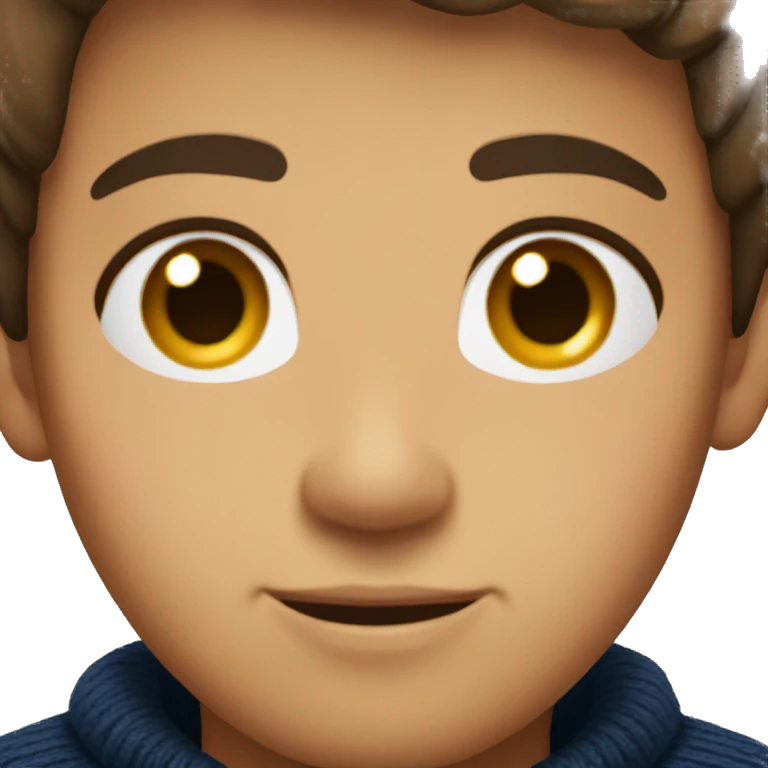 young boy, young hispanic, brown hair, short hair, brown eyes, dark blue winter sweater emoji