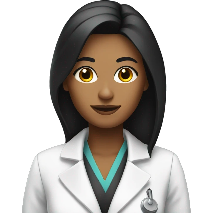 A woman with black straight hair nutritionist in white coat emoji