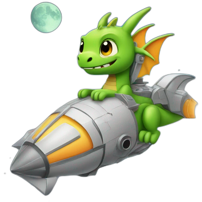 Cute dragon starship to the moon emoji