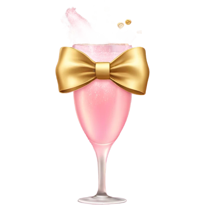 Pink champagne with gold bow emoji
