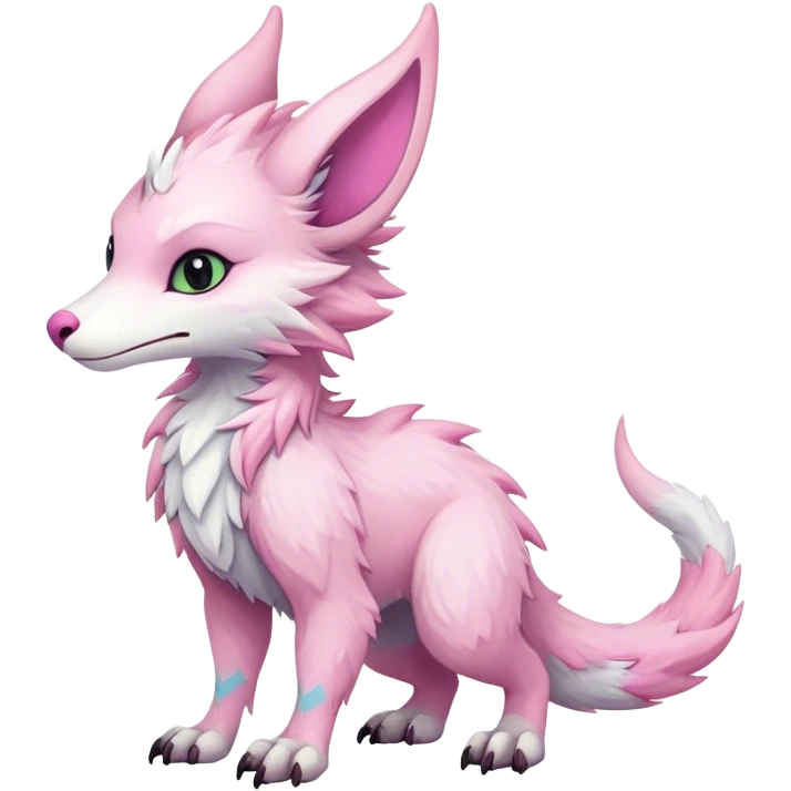 Feral Rare Fantasy cute pastel Vernid-Sergal-animal-creature-hybrid by LiLaiRa, markings, tufted ears, full body emoji