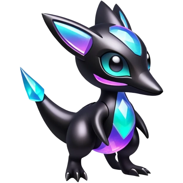 Futuristic modern Iridescent black dark fakemon emoji