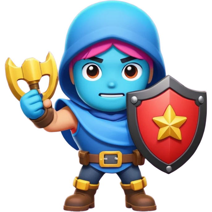 Brawl Stars character with a shield emoji