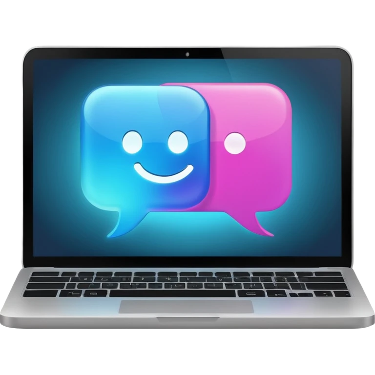 laptop screen with a chat bubble emoji