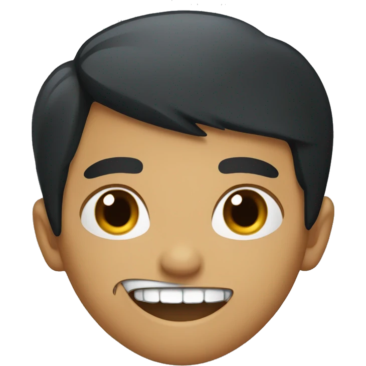 sharp teeth with a middle part short black hair emoji