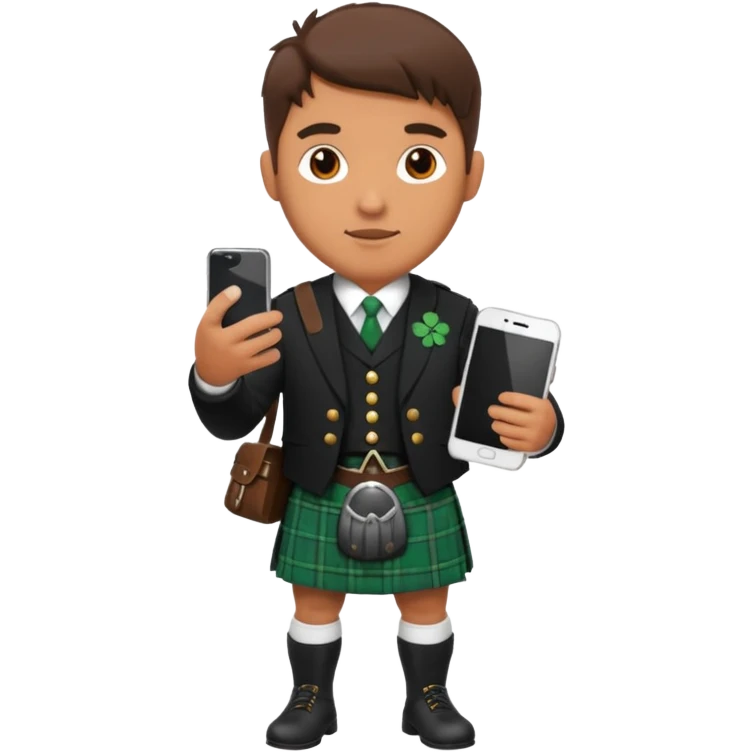 ireland man with skirt and smartphone emoji