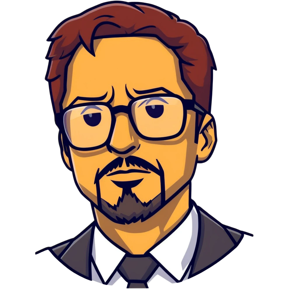 Tony Stark with stylish glasses, goatee beard emoji