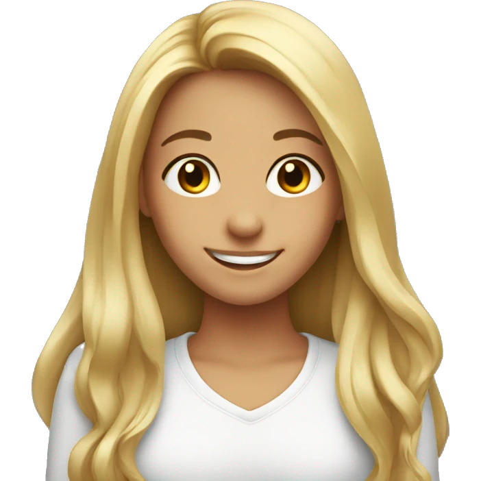 smiling girls with long hair emoji