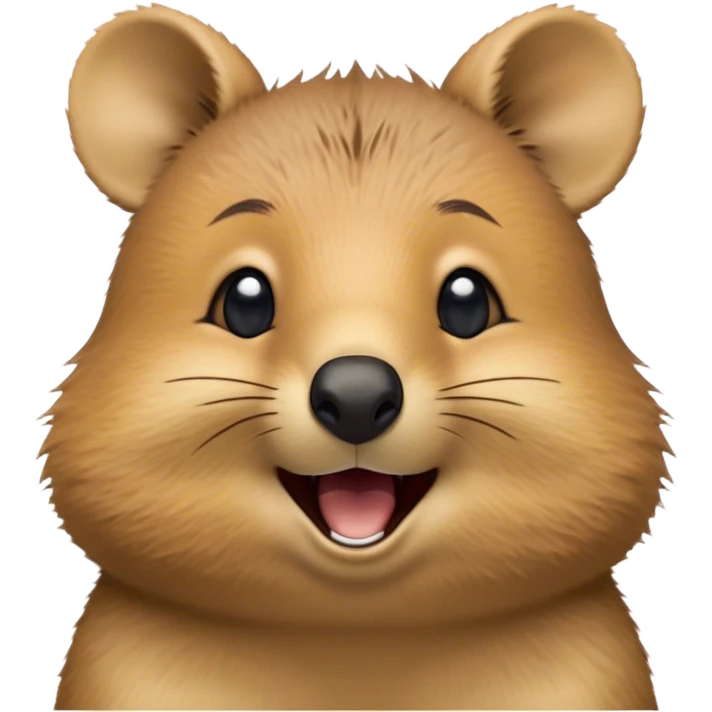 Cinematic Comical Quokka Portrait Emoji, Head tilted dramatically with an exaggeratedly amused expression, featuring a quirky, fluffy brown fur with a wide, playful grin and expressive eyes filled with humorous disbelief, Simplified yet hilariously expressive features, highly detailed, glowing with a slightly sassy glow, high shine, dramatic yet playful, stylized with an air of cheeky marsupial mischief, bright and endearing, soft glowing outline, capturing the essence of a spirited and over‐the‐top quokka, so meme‐worthy it feels like it could beam its way into internet fame instantly! emoji