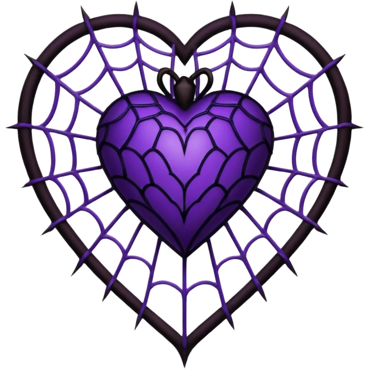 goth heart with purple and black spiderweb emoji