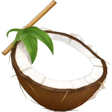 Coconut with straw for coconut water emoji