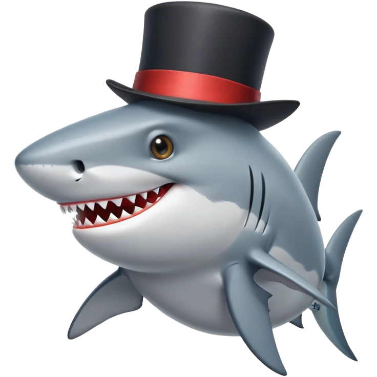 Shark with a top hat emoji
