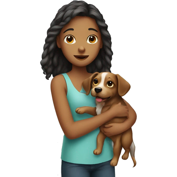 Girl holding dog emoji