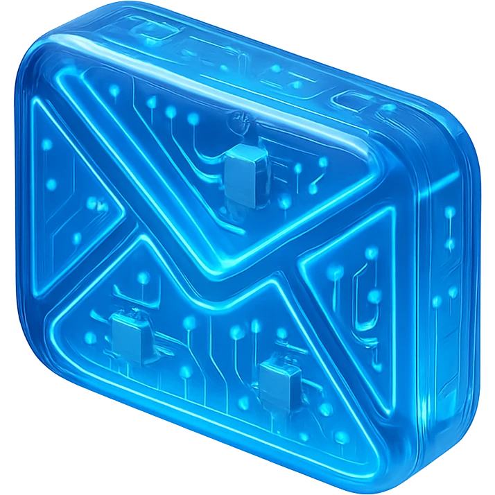 modern tech-inspired email icon glowing blue LED light emoji
